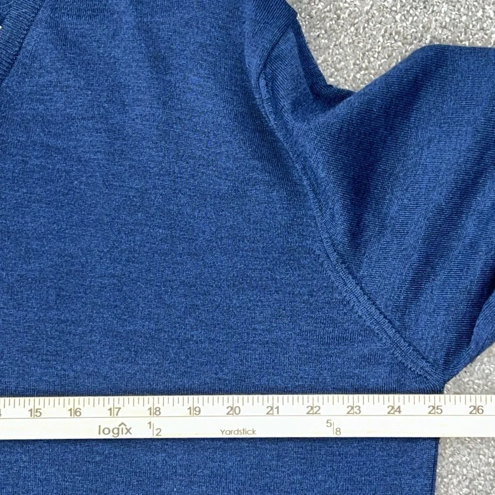 Toscano Firenze Men's XL 100% Merino Wool V-Neck Sweater – Blue EUC